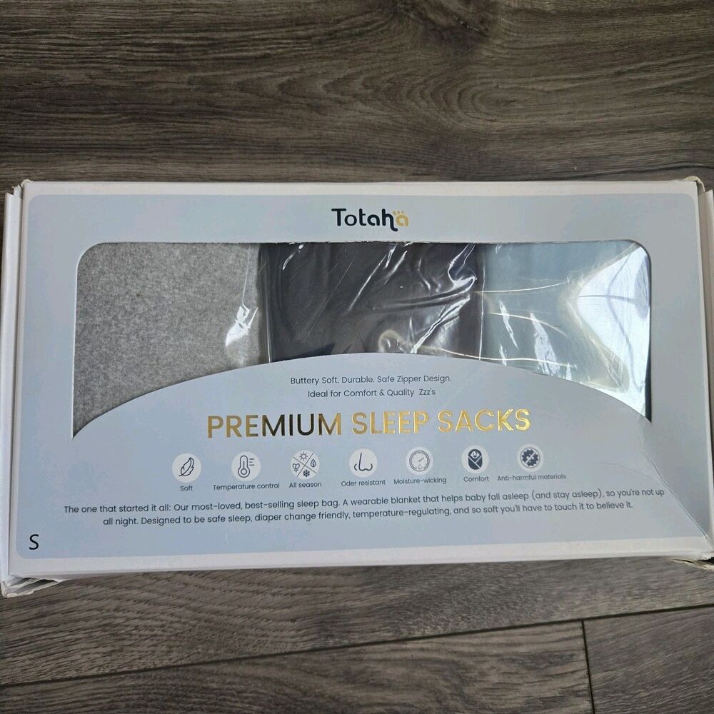 TotAha 3 Pack Baby Sleep Sack Small Sz S Wearable Blanket Cotton Rayon Blue Grey